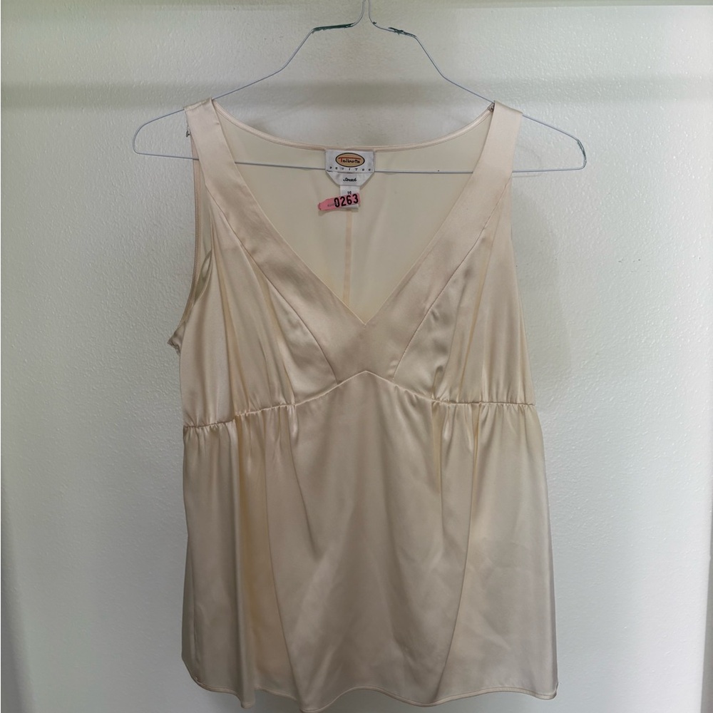 Talbots Ivory Satin V-Neck Blouse